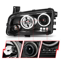 ANZO 2006-2010 Dodge Charger Projector Headlights w/ Halo Chrome (CCFL) - Burkken Auto Parts