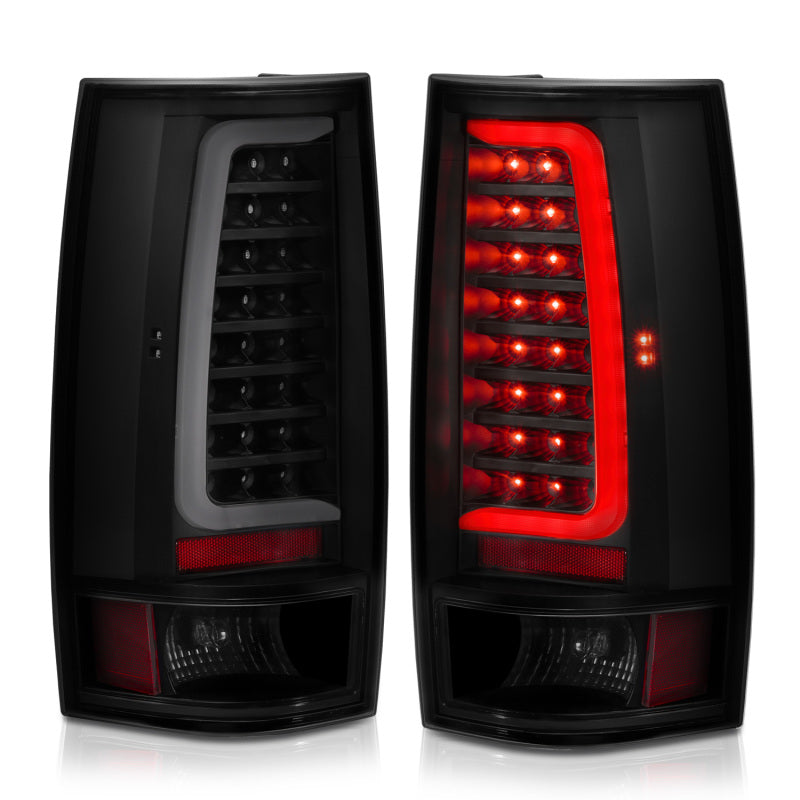ANZO 2007-2014 Chevy Tahoe LED Taillight Plank Style Black w/Smoke Lens - Burkken Auto Parts