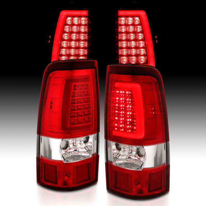 ANZO 2003-2006 Chevy Silverado 1500 LED Taillights Plank Style Chrome With Red/Clear Lens - Burkken Auto Parts