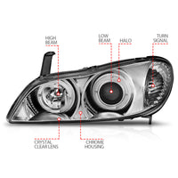 ANZO 2000-2004 Infiniti I30 Projector Headlights w/ Halo Chrome - Burkken Auto Parts