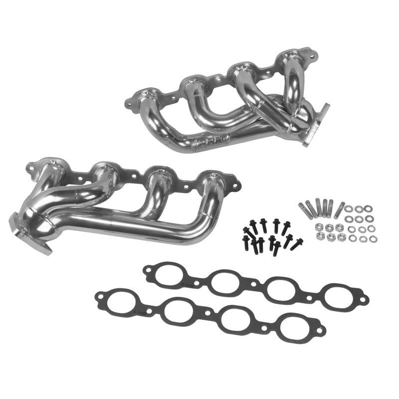 BBK 14-18 GM Truck 5.3/6.2 1 3/4in Shorty Tuned Length Headers - Polished Silver Ceramic - Burkken Auto Parts