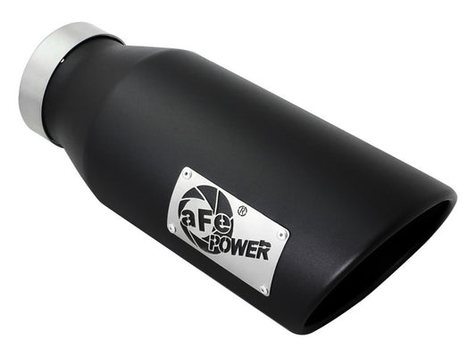 aFe Power MACH Force-Xp 4in In x 6in Out x 15in L Driver Side Clamp-On 4in 409 SS Exhaust Tip-Black - Burkken Auto Parts