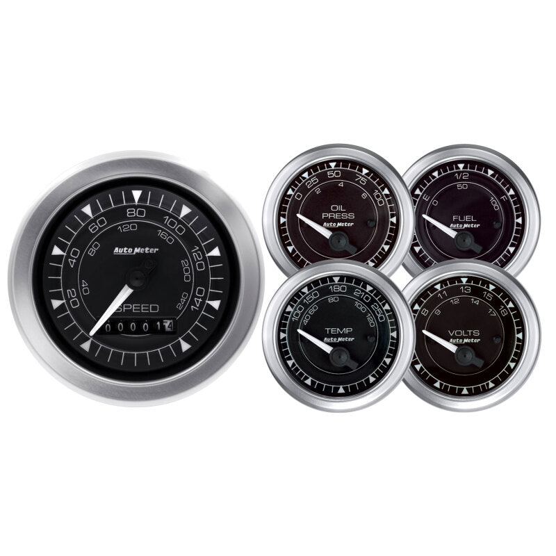 Autometer Chrono 3-3/8in & 2-1/16in Electronic Speedometer Gauge Kit - 5 Piece - Burkken Auto Parts