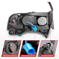 ANZO 1994-2001 Dodge Ram Crystal Headlights Black w/ LED - Burkken Auto Parts