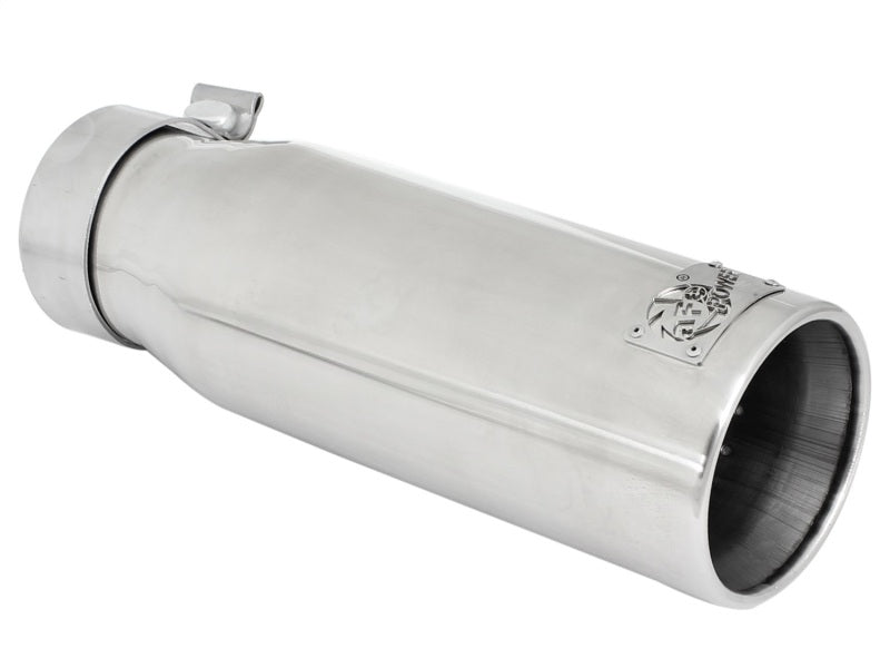 aFe MACH Force-XP 304 SS Sing Wall Pol Exh Tip Univ Exit 3in Inlet x 4in Outlet x 12in L - Clamp On - Burkken Auto Parts