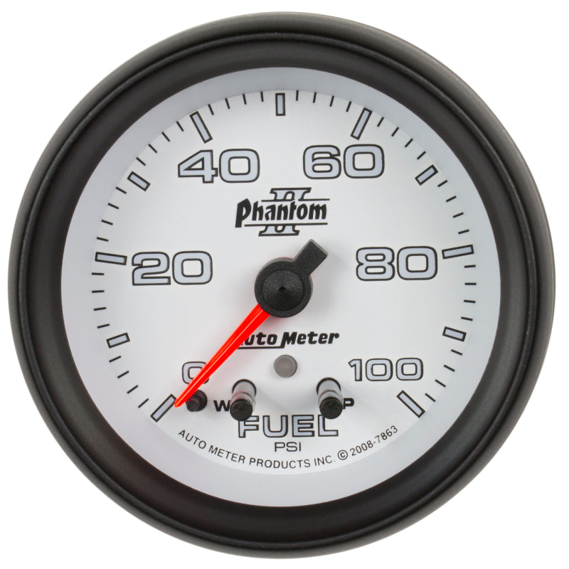 AutoMeter Gauge Fuel Press 2-5/8in. 100PSI Stepper Motor W/ Peak & Warn Phantom II - Burkken Auto Parts