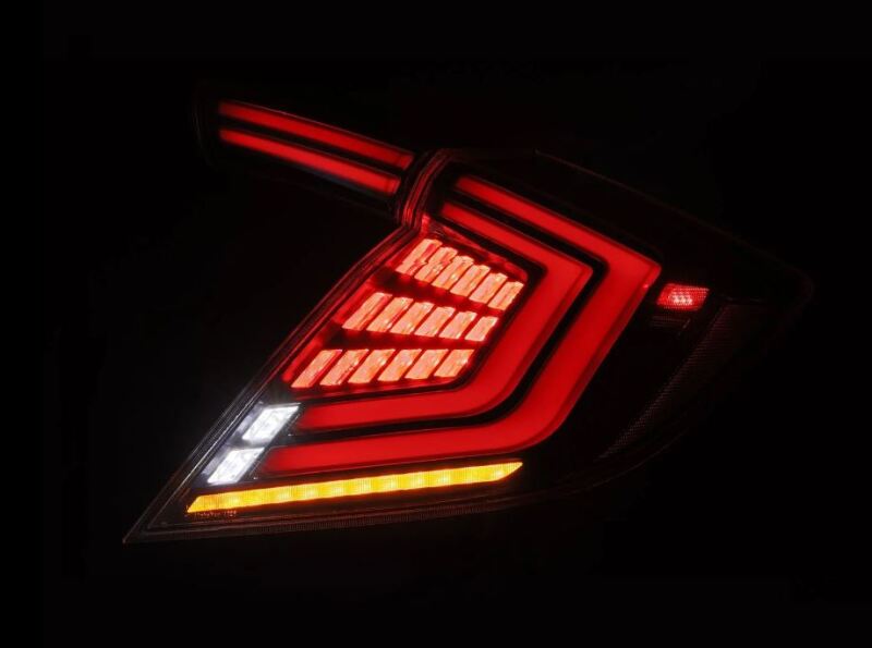 AlphaRex 16-21 Honda Civic Hatchback/ Type-R FK8 Nova-Series LED Tail Lights (Pair) - Alpha Black - Burkken Auto Parts