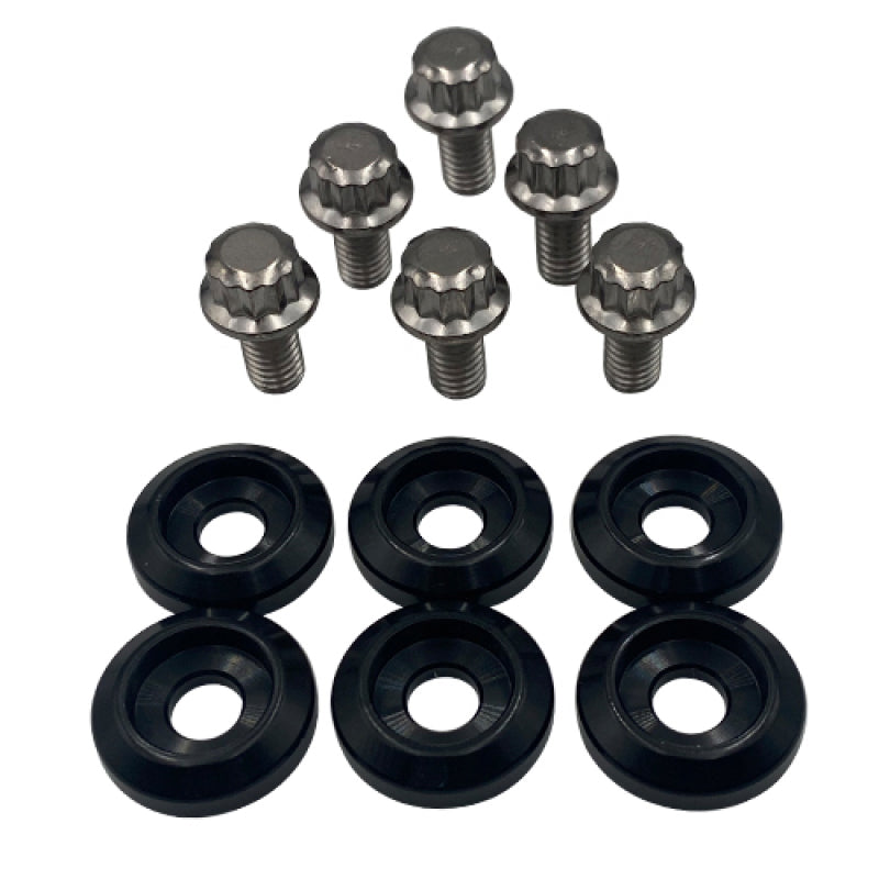 BLOX Racing New Fender Washers Kit M6 12pt - 6pc Large Diameter Black - Burkken Auto Parts