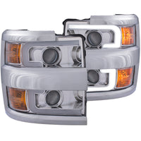 ANZO Projector Headlights 15-17 Chevrolet Silverado 2500HD / 3500HD Chrome w/ Chrome Rim - Burkken Auto Parts