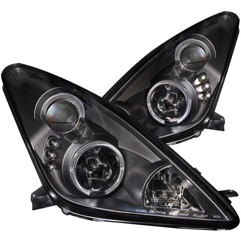 ANZO 2000-2005 Toyota Celica Projector Headlights w/ Halo Black - Burkken Auto Parts