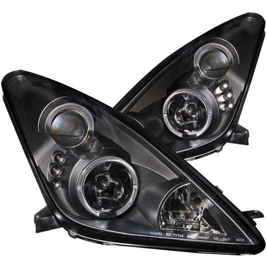 ANZO 2000-2005 Toyota Celica Projector Headlights w/ Halo Black - Burkken Auto Parts