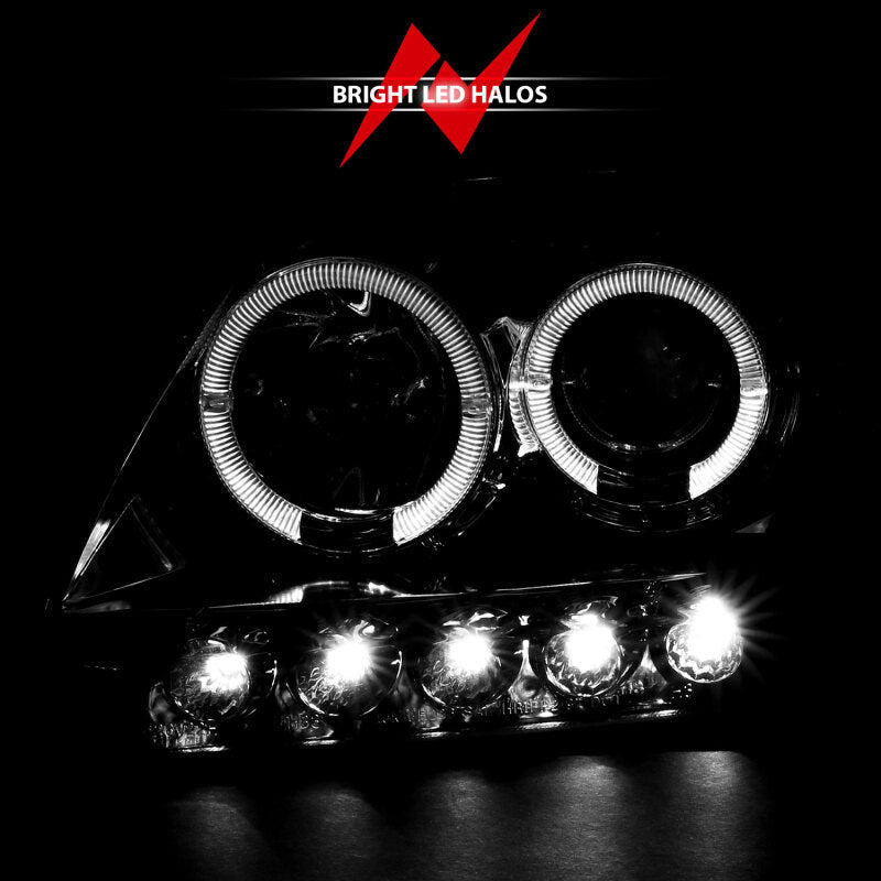 ANZO 1997.5-2003 Ford F-150 Projector Headlights w/ Halo and LED Chrome 1pc - Burkken Auto Parts