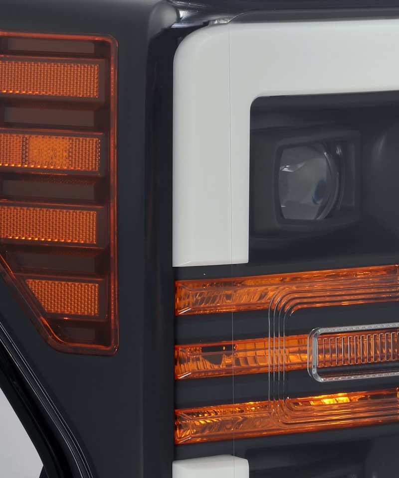 AlphaRex 17-19 Ford F-250 SD PRO-Series Proj Headlight Plnk Style Matte Blk w/Activ Light/Seq Signal - Burkken Auto Parts