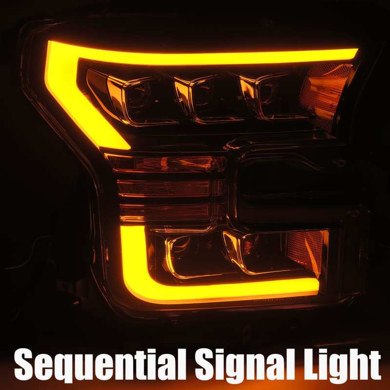 AlphaRex 17-20 Ford Raptor NOVA LED Proj Headlights Plank Style Matte Black w/Activ Light/Seq Signal - Burkken Auto Parts