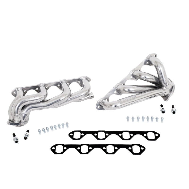BBK 87-95 Ford F150 Truck 5.8 351 Shorty Unequal Length Exhaust Headers - 1-5/8 Silver Ceramic - Burkken Auto Parts