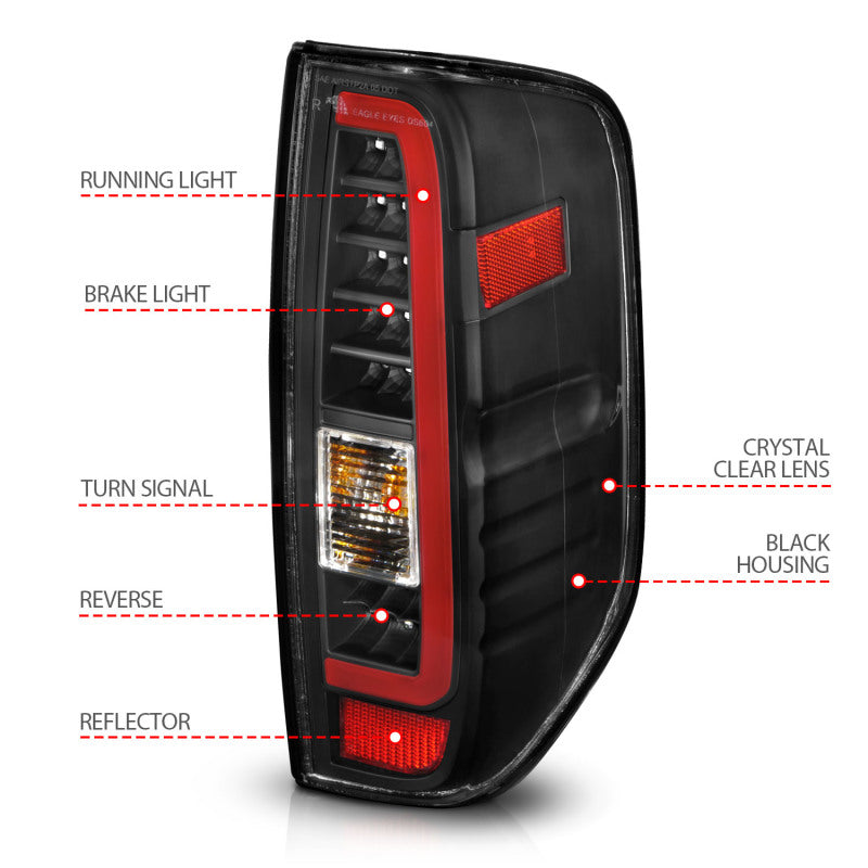 ANZO 2005-2021 Nissan Frontier LED Taillights Black Housing/Clear Lens - Burkken Auto Parts