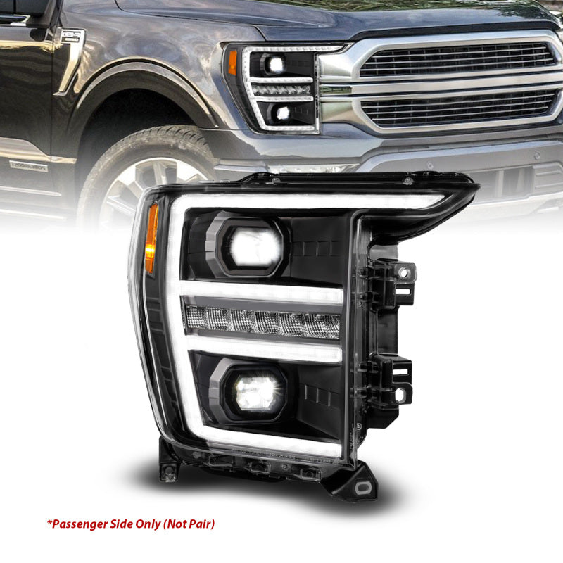 ANZO 21-23 Ford F150 LED Projector Headlight w/Switchback+Sequential - Black (Passenger Side Only) - Burkken Auto Parts