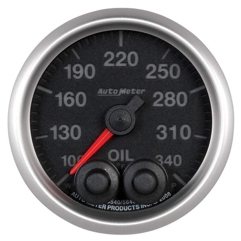 Autometer Elite 52mm 100-340 Deg F Oil Temp Peak & Warn w/ Electronic Control Gauge - Burkken Auto Parts