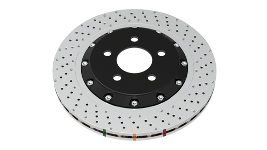 DBA 09-11 Volkswagen CC VR6 3.6L Front 5000 Series 2-Piece Cross Drilled Wavey Rotor w/Black Hat