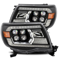 AlphaRex 05-11 Toyota Tacoma NOVA LED Projector Headlights Plank Style Alpha Black w/Activ Light/DRL - Burkken Auto Parts