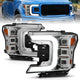 ANZO 18-20 Ford F-150 Full Led Projector Light Bar Style Headlights - Chrome Amber - Burkken Auto Parts