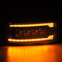 AlphaRex 02-05 Dodge Ram 1500 NOVA LED Proj Headlights Plank Style Blk w/Activ Light/Seq Signal - Burkken Auto Parts