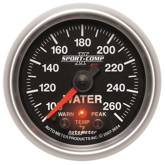 Autometer Sport-Comp II 52.4mm 100-260 Deg F Water Temp Peak & Warn w/ Electronic Control Gauge - Burkken Auto Parts