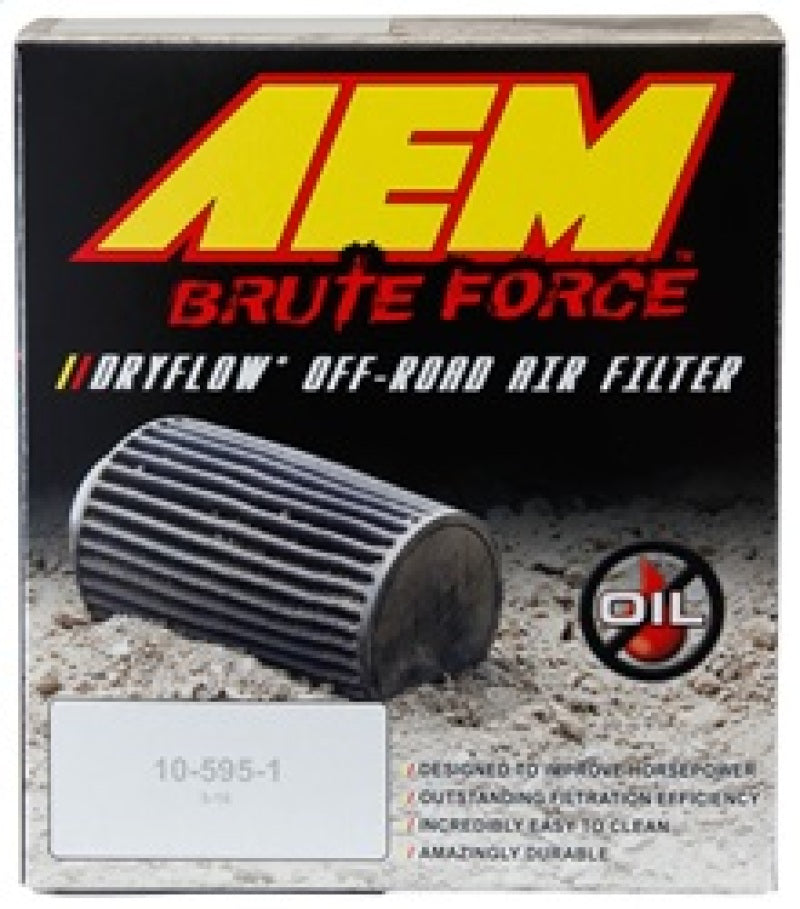 AEM Brute Force Dryflow Air Filter - Conical 6in Base OD / 5.125in Top OD / 5.25in Height - Burkken Auto Parts