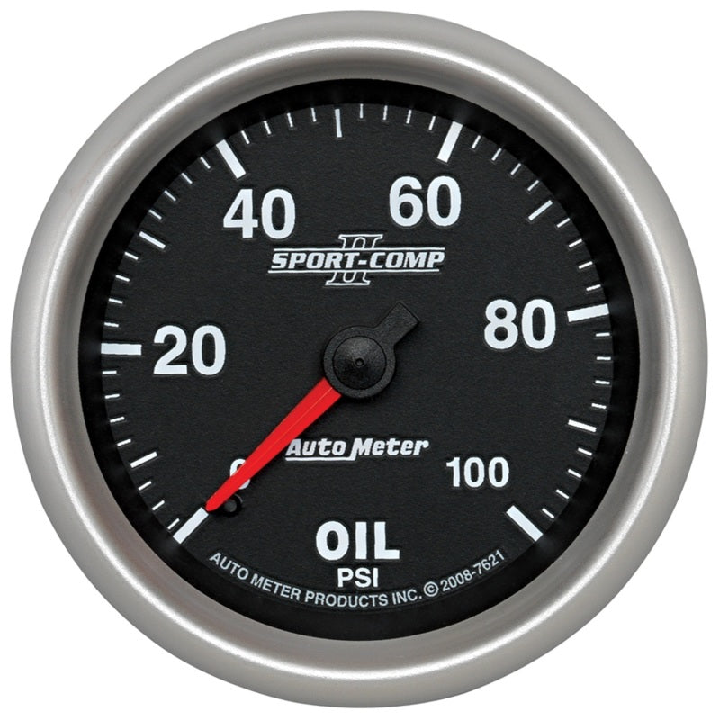 Autometer Sport-Comp II 2-5/8in 100 PSI Mechanical Oil Pressure Gauge - Burkken Auto Parts