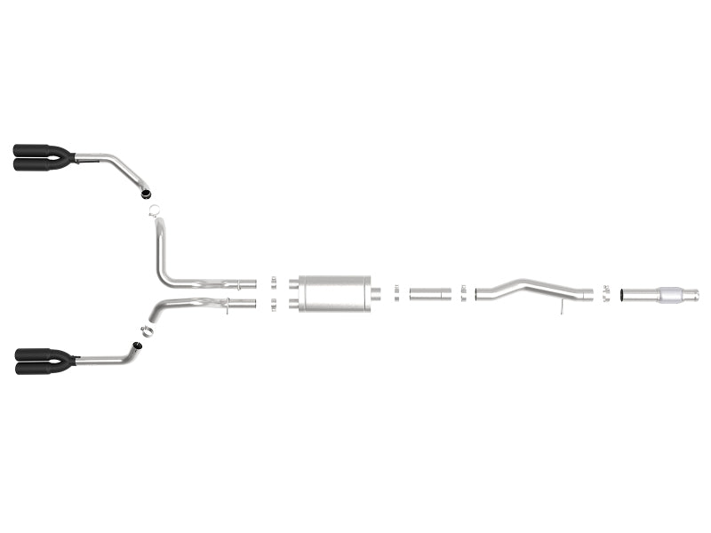 aFe Vulcan Series 4-3in 304SS Exhaust Cat-Back w/ Blk Tips 2019 GM Silverado/Sierra 1500 V8-6.2L - Burkken Auto Parts