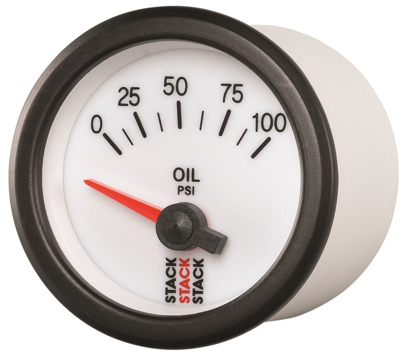 Autometer Stack 52mm 0-100 PSI 1/8in NPTF Electric Oil Pressure Gauge - White - Burkken Auto Parts