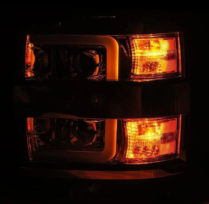 AlphaRex 15-19 Chevy Silverado 2500/3500 LUXX-Series Proj. Headlights Chrome w/Actv SeqSig & DRL - Burkken Auto Parts