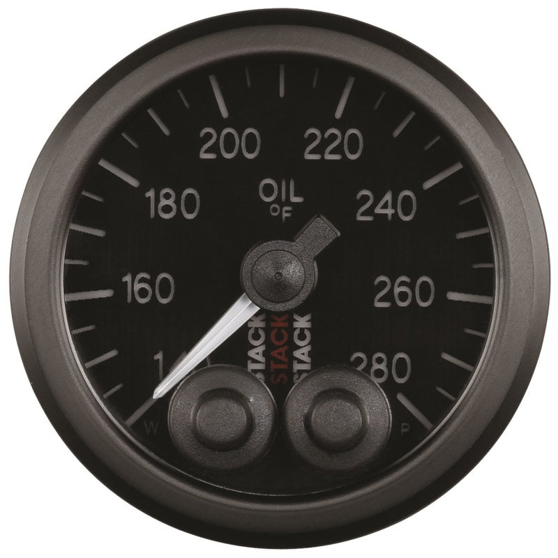 Autometer Stack Instruments 52mm 140-280 Deg F 1/8in NPTF Male Pro Control Oil Temp Gauge - Black - Burkken Auto Parts