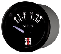 Autometer Stack Instruments 52mm 8-18V Electric Battery Voltage Gauge - Black - Burkken Auto Parts