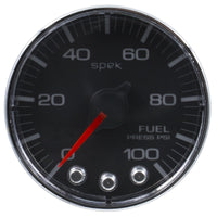 Autometer Spek-Pro Gauge Fuel Press 2 1/16in 100psi Stepper Motor W/Peak & Warn Blk/Chrm - Burkken Auto Parts