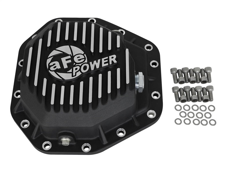 aFe Power Pro Ser Rear Diff Cover Black w/Mach Fins 2017 Ford Diesel Trucks V8-6.7L(td) Dana M275-14 - Burkken Auto Parts