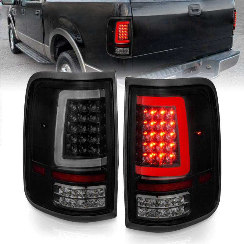 ANZO 2004-2006 Ford F-150 LED Tail Lights w/ Light Bar Black Housing Smoke Lens - Burkken Auto Parts