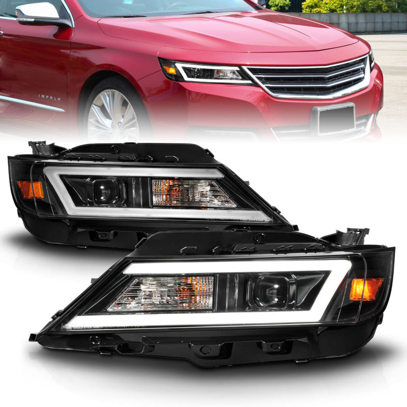 ANZO 14-20 Chevrolet Impala Square Projector LED Bar Headlights w/ Black Housing - Burkken Auto Parts