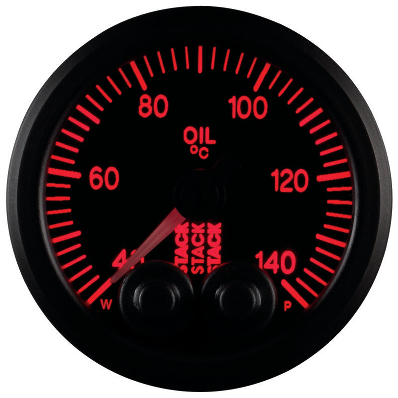 Autometer Stack 52mm 40-140 Deg C 1/8in NPTF Male Pro-Control Oil Temp Gauge - Black - Burkken Auto Parts