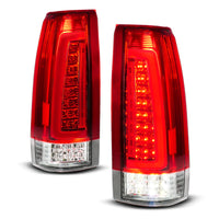 ANZO 88-99 Chevy C/K1500/2500/3500 Full LED Light Tube Taillights Chrome Housing Red/Clear Lens - Burkken Auto Parts