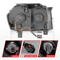 ANZO 2005-2007 Jeep Grand Cherokee Projector Headlights w/ Light Bar Switchback Black Housing - Burkken Auto Parts