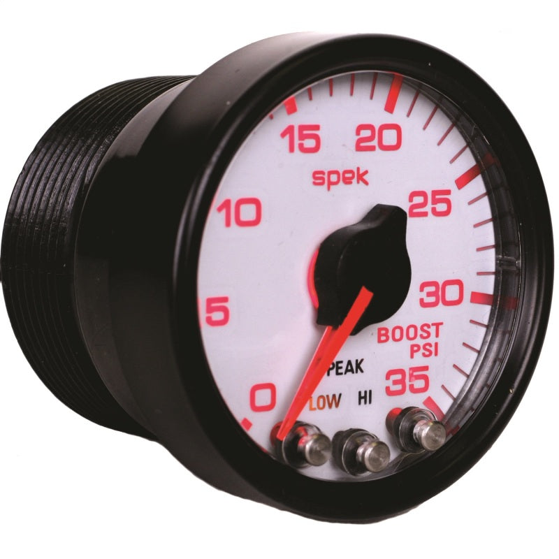 Autometer Spek-Pro Gauge Boost 2 1/16in 35psi Stepper Motor W/Peak & Warn White/Black - Burkken Auto Parts