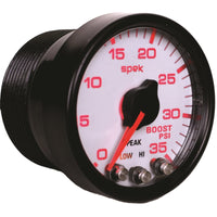 Autometer Spek-Pro Gauge Boost 2 1/16in 35psi Stepper Motor W/Peak & Warn White/Black - Burkken Auto Parts