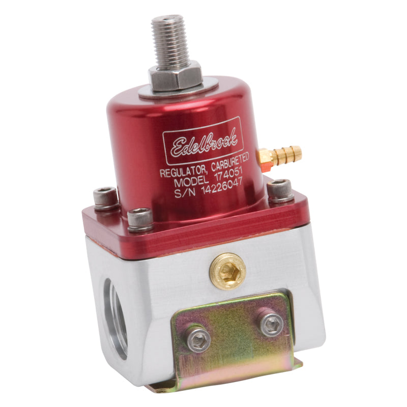 Edelbrock Fuel Pressure Regulator Carbureted 180 GPH 5-10 PSI -10 In/Out -6 Return Red/Clear - Burkken Auto Parts