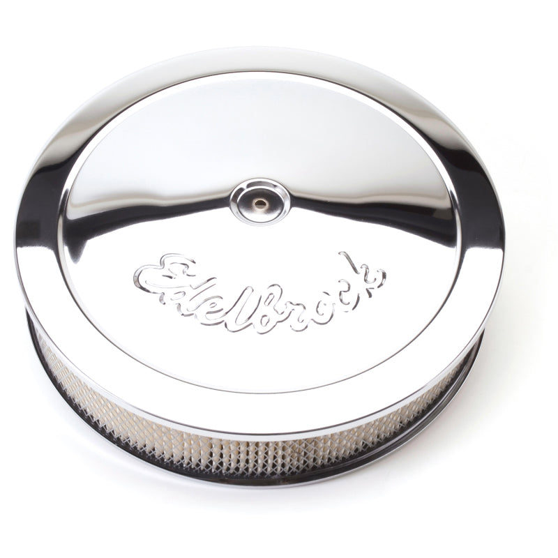 Edelbrock Air Cleaner Pro-Flo Series Round Steel Top Paper Element 14In Dia X 3 75In Dropped Base - Burkken Auto Parts