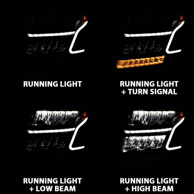 ANZO 15-20 Chevy Tahoe/Suburban LED Light Bar Style Headlights Black w/Sequential w/DRL w/Amber - Burkken Auto Parts
