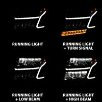 ANZO 15-20 Chevy Tahoe/Suburban LED Light Bar Style Headlights Black w/Sequential w/DRL w/Amber - Burkken Auto Parts