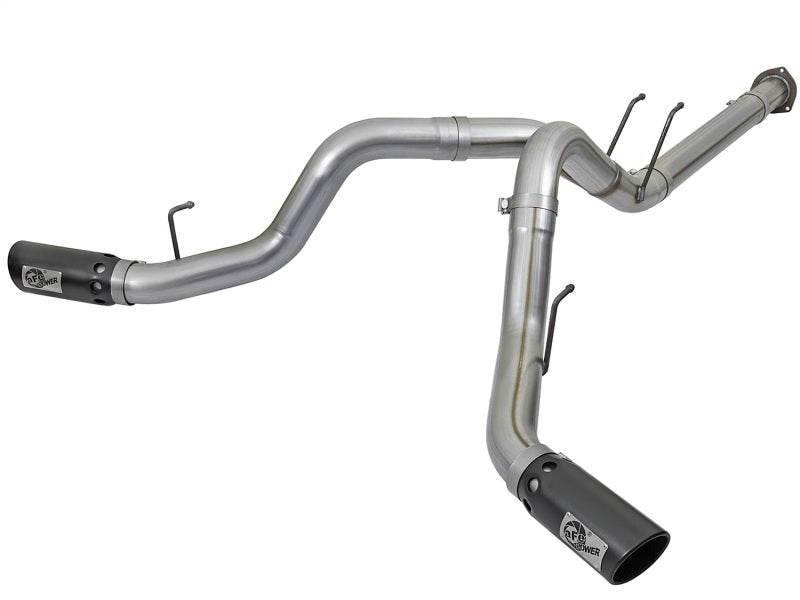 aFe Large Bore-HD 4in 409 Stainless Steel DPF-Back Exhaust w/Black Tip 2017 Ford Diesel V8 6.7L (td) - Burkken Auto Parts