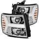 AlphaRex 07-13 Chevy 1500 LUXX LED Proj Headlights Plank Design Chrome w/ Activ Light/Seq Signal/DRL - Burkken Auto Parts