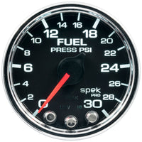 Autometer Spek-Pro Gauge Fuel Press 2 1/16in 30psi Stepper Motor W/Peak & Warn Blk/Chrm - Burkken Auto Parts